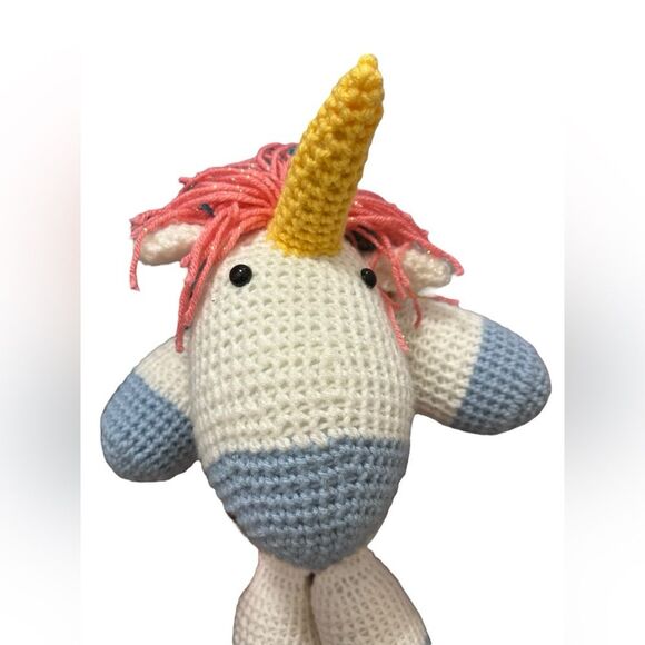 Handmade White large Crochet Unicorn Plush Toy - Picture 6 of 6
